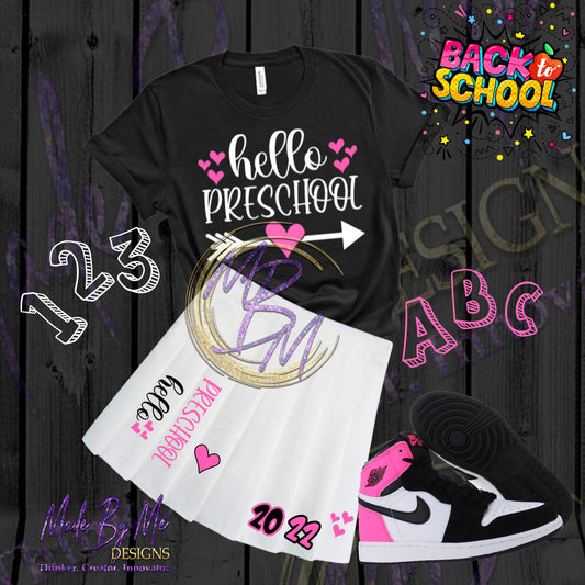 Hello Preschool/Kindergarten Skirt Set